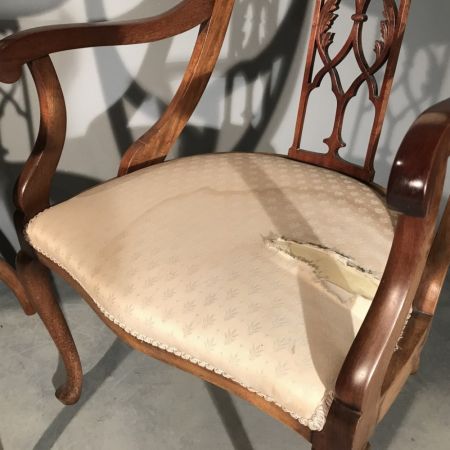 2 Stk. original antike Arts and Crafts Stühle Mahagoni Armstühle englisch ca 1910