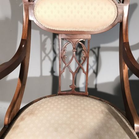 2 Stk. original antike Arts and Crafts Stühle Mahagoni Armstühle englisch ca 1910