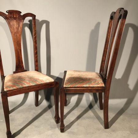 8 Stk original antike Mahagoni Stühle Küchenstühle Perlmutt englisch ca 1880