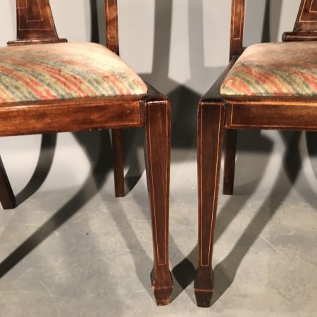 8 Stk original antike Mahagoni Stühle Küchenstühle Perlmutt englisch ca 1880