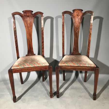 8 Stk original antike Mahagoni Stühle Küchenstühle Perlmutt englisch ca 1880