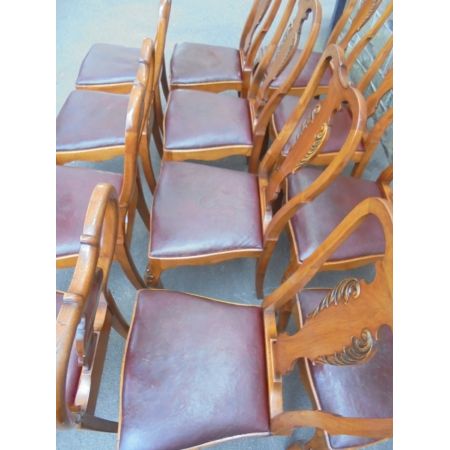 15 Stk original antike Nussbaum Stühle Küchenstühle englisch ca 1900