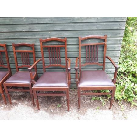 6 Stk englische edwardianische Mahagoni Küchenstühle original antik ca 1890