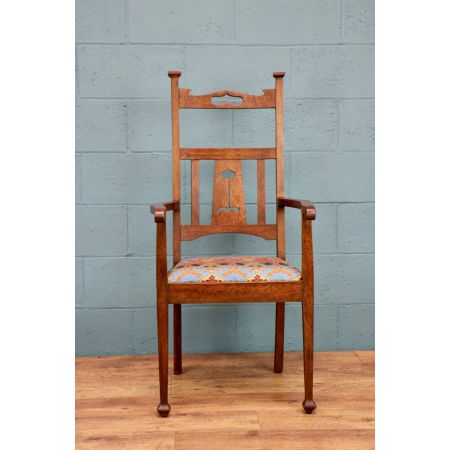 6 Stk original englische Arts and Crafts Esszimmerstühle Eiche Liberty & Co antik ca 1900