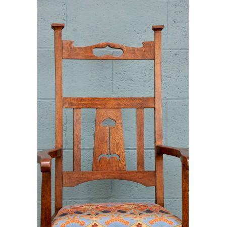 6 Stk original englische Arts and Crafts Esszimmerstühle Eiche Liberty & Co antik ca 1900