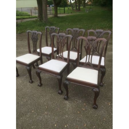 6 Stk original antike Mahagoni Stühle Chippendale Küchenstühle englisch ca 1900