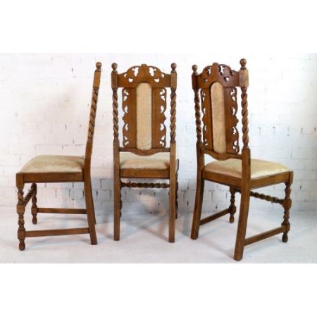 12 Stk jakobinische englische Esszimmerstühle Eiche original antik ca 1920