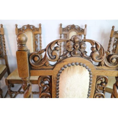 12 Stk jakobinische englische Esszimmerstühle Eiche original antik ca 1920