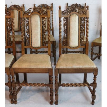 12 Stk jakobinische englische Esszimmerstühle Eiche original antik ca 1920