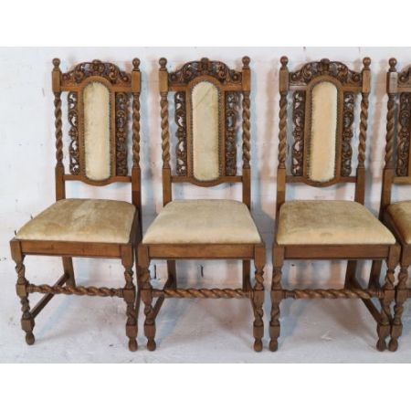 12 Stk jakobinische englische Esszimmerstühle Eiche original antik ca 1920