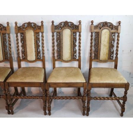 12 Stk jakobinische englische Esszimmerstühle Eiche original antik ca 1920