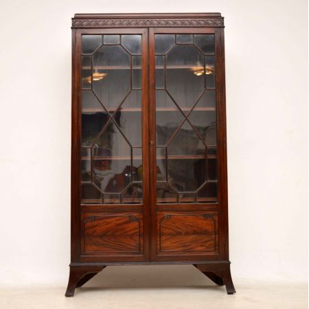 Englische edwardianische Mahagoni Vitrine antik ca 1890
