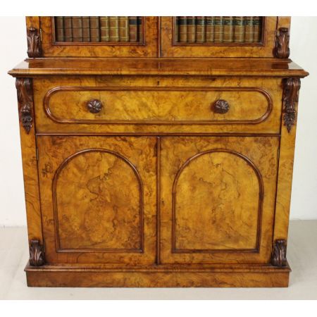 Antikes englisches viktorianisches Nussbaum Bureau Bookcase ca 1860