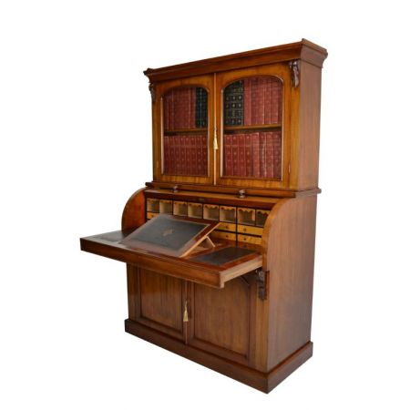 Viktorianisches englisches antikes Mahagoni Bureau Bookcase ca 1860