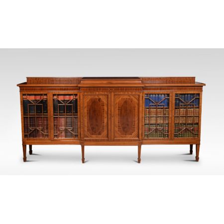 Englischer Mahagoni Breakfront Bücherschrank ca 1910