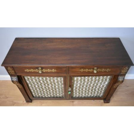 Original englisches Regency Palisander Sideboard Messing antik ca 1810