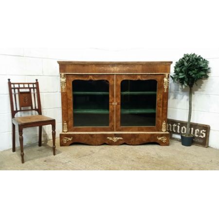 Viktorianische Englische Antike Nussbaum Vitrine 1860