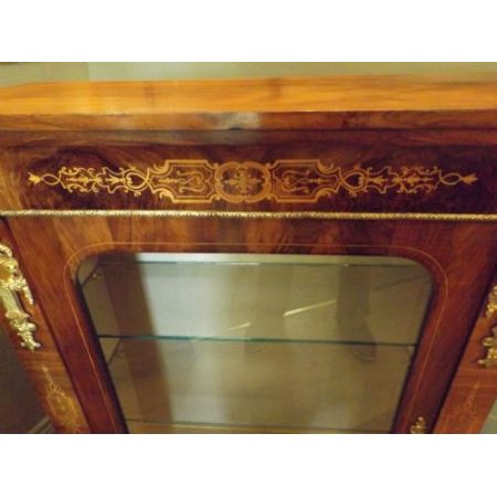 Englische viktorianische antike Mahagoni Vitrine Messing ca 1880