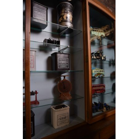 Antike englische Art Deco Vitrine Eiche ca 1920