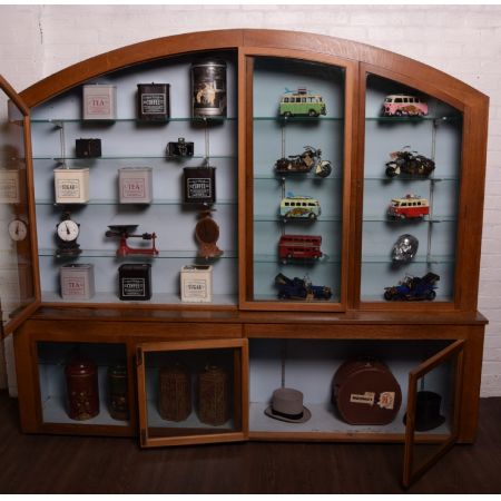 Antike englische Art Deco Vitrine Eiche ca 1920