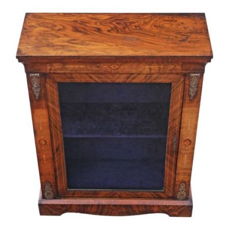 Original englische Nussbaum Vitrine antik 1880