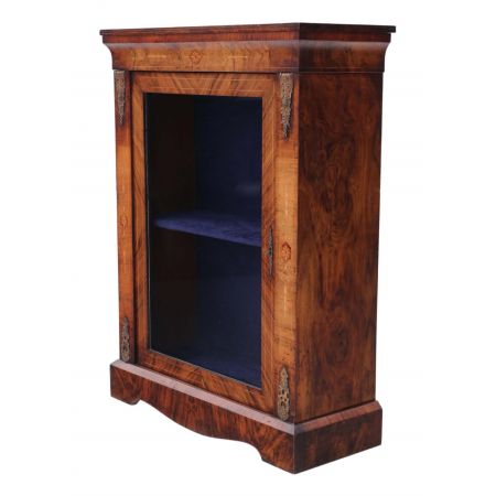 Original englische Nussbaum Vitrine antik 1880