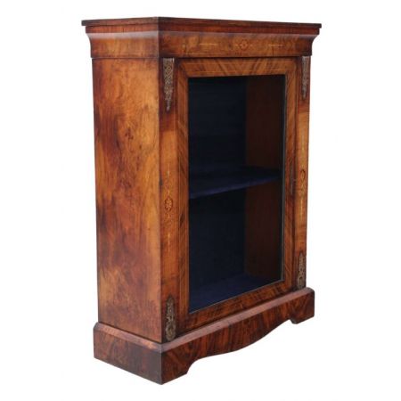 Original englische Nussbaum Vitrine antik 1880