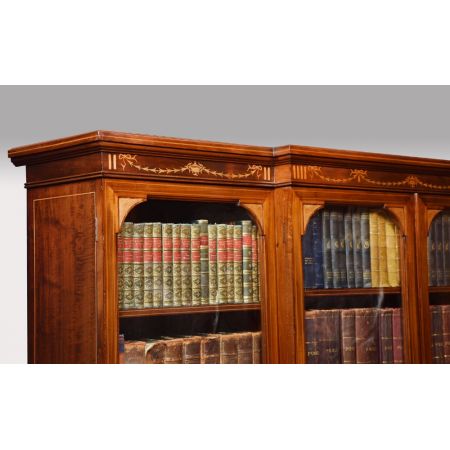 Original englischer Mahagoni Breakfront Bücherschrank antik ca 1890