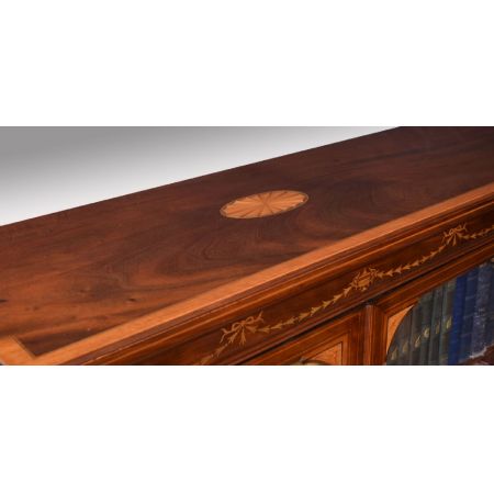 Original englischer Mahagoni Breakfront Bücherschrank antik ca 1890