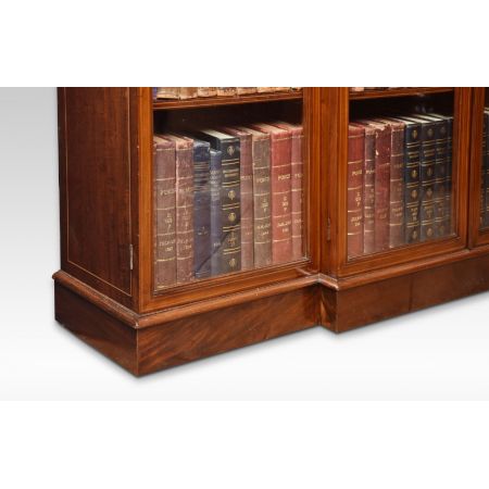 Original englischer Mahagoni Breakfront Bücherschrank antik ca 1890