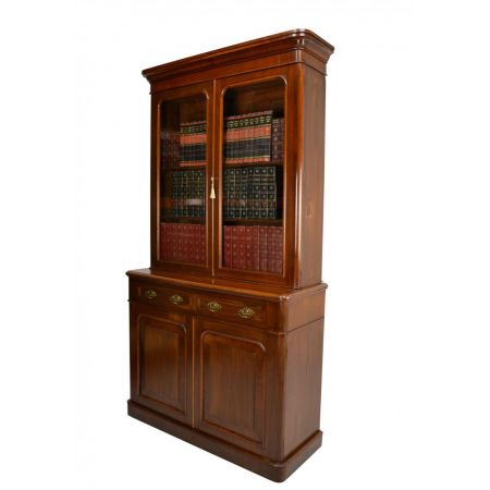 Antiker englischer viktorianischer Nussbaum Bücherschrank circa 1870