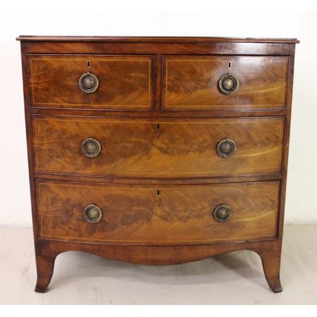 Antike Englische Mahagoni Bogenfront Kommode ca. 19. JH.