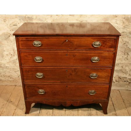 Original Antike Englische Mahagoni Intarsien Kommode ca. 19. JH.