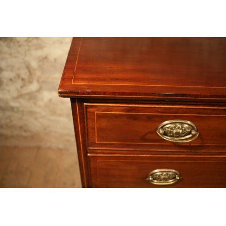 Original Antike Englische Mahagoni Intarsien Kommode ca. 19. JH.