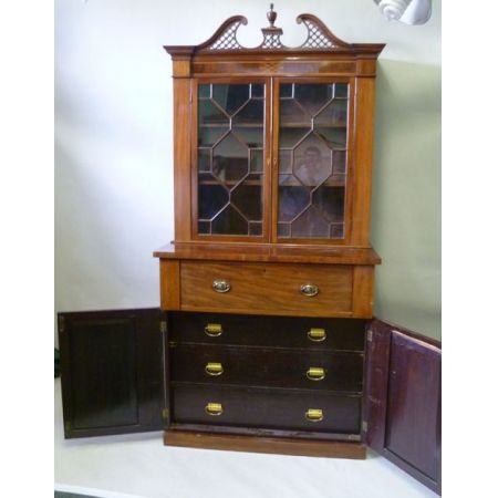 Edwardianisches Antikes Englisches Mahagoni Sekretär Bücherregal ca. 1900