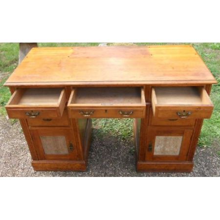 Edwardianischer antiker Nussbaum Schreibtisch englisch ca 1900