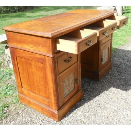 Edwardianischer antiker Nussbaum Schreibtisch englisch ca 1900