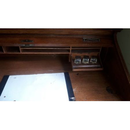 Antiker englischer Massivholz Sekretär Cylinder Desk ca 1900