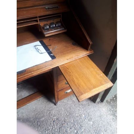 Antiker englischer Massivholz Sekretär Cylinder Desk ca 1900