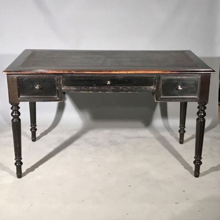Französischer Antiker Schwarz lackierter Schreibtisch ca. 1900