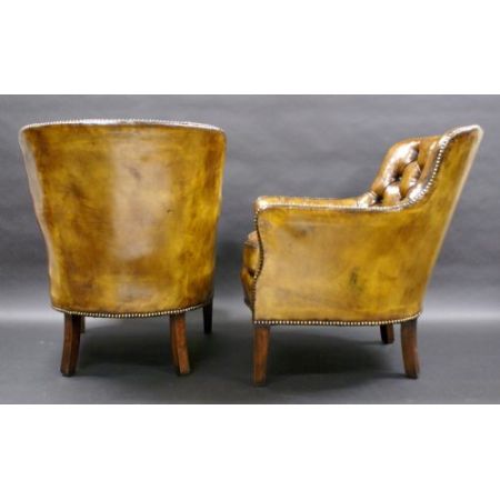 Antike englische Chesterfield Sessel Ledersessel 2 Stk ca 1930