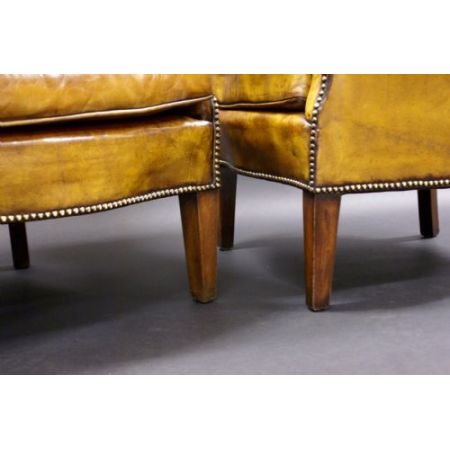 Antike englische Chesterfield Sessel Ledersessel 2 Stk ca 1930