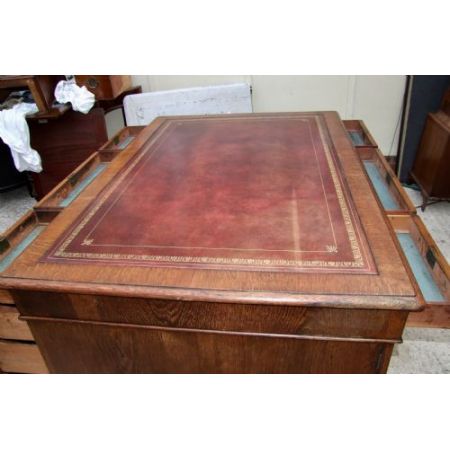 Englischer Antiker Eichen Partner Schreibtisch ca. 19. JH.