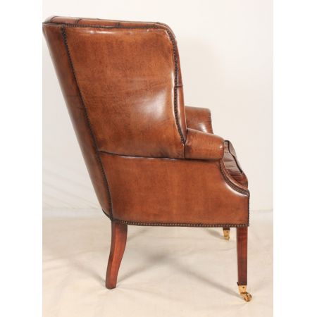 Antiker englischer Echtleder Sessel Chesterfield Porters 1920