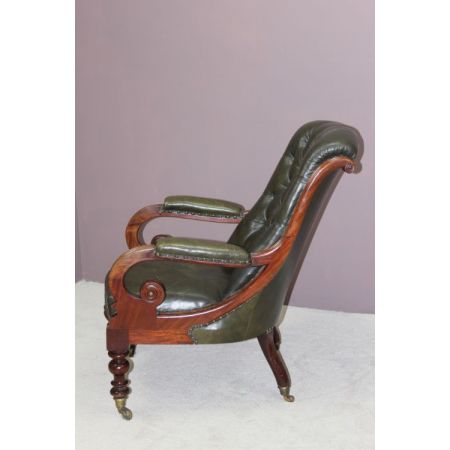 Viktorianischer antiker Mahagoni Stuhl Echtleder Sessel englisch ca 1850