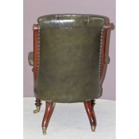 Viktorianischer antiker Mahagoni Stuhl Echtleder Sessel englisch ca 1850