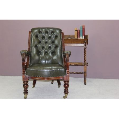 Viktorianischer antiker Mahagoni Stuhl Echtleder Sessel englisch ca 1850