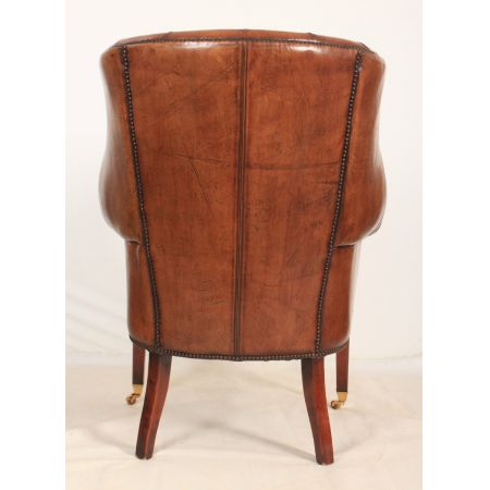 Georgianische Ohrensessel Echtleder Chesterfield Sessel Leder ca 1920