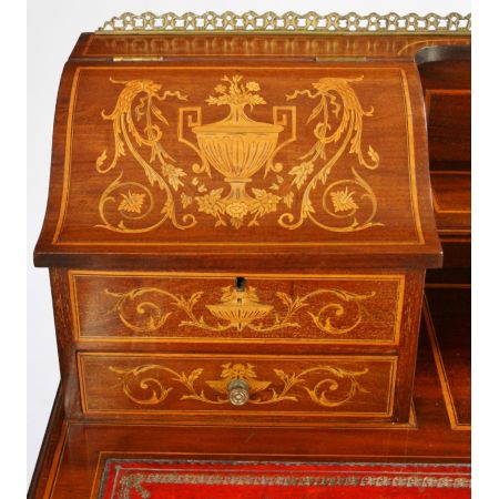 Edwardianischer Mahagoni Schreibtisch Massivholz antik ca 1890