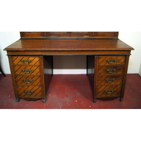 Arts and Crafts Schreibtisch Eiche Schrank Massivholz antik ca 1890